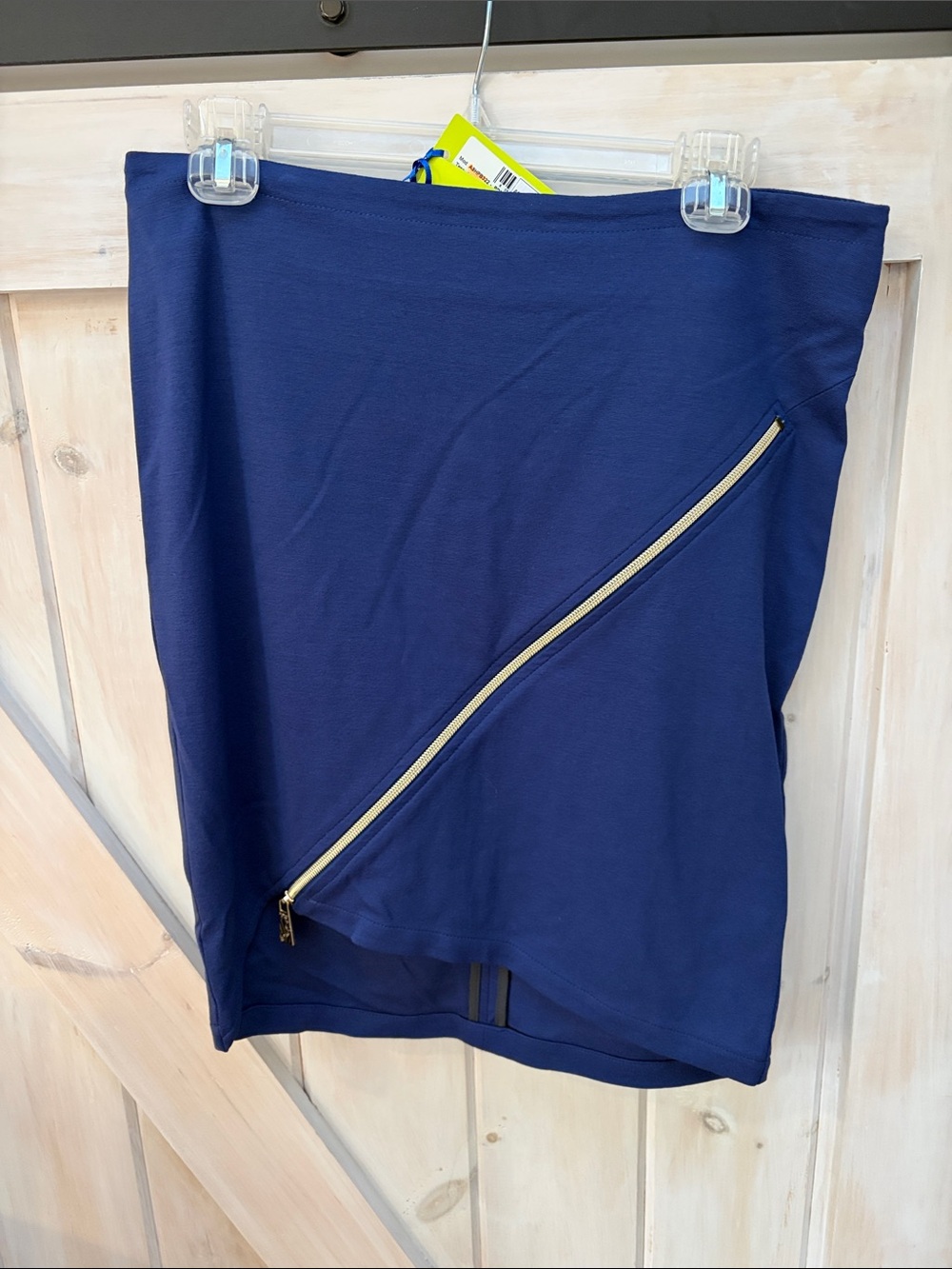 Versace Jeans Navy Asymmetric Zip Skirt - Women's